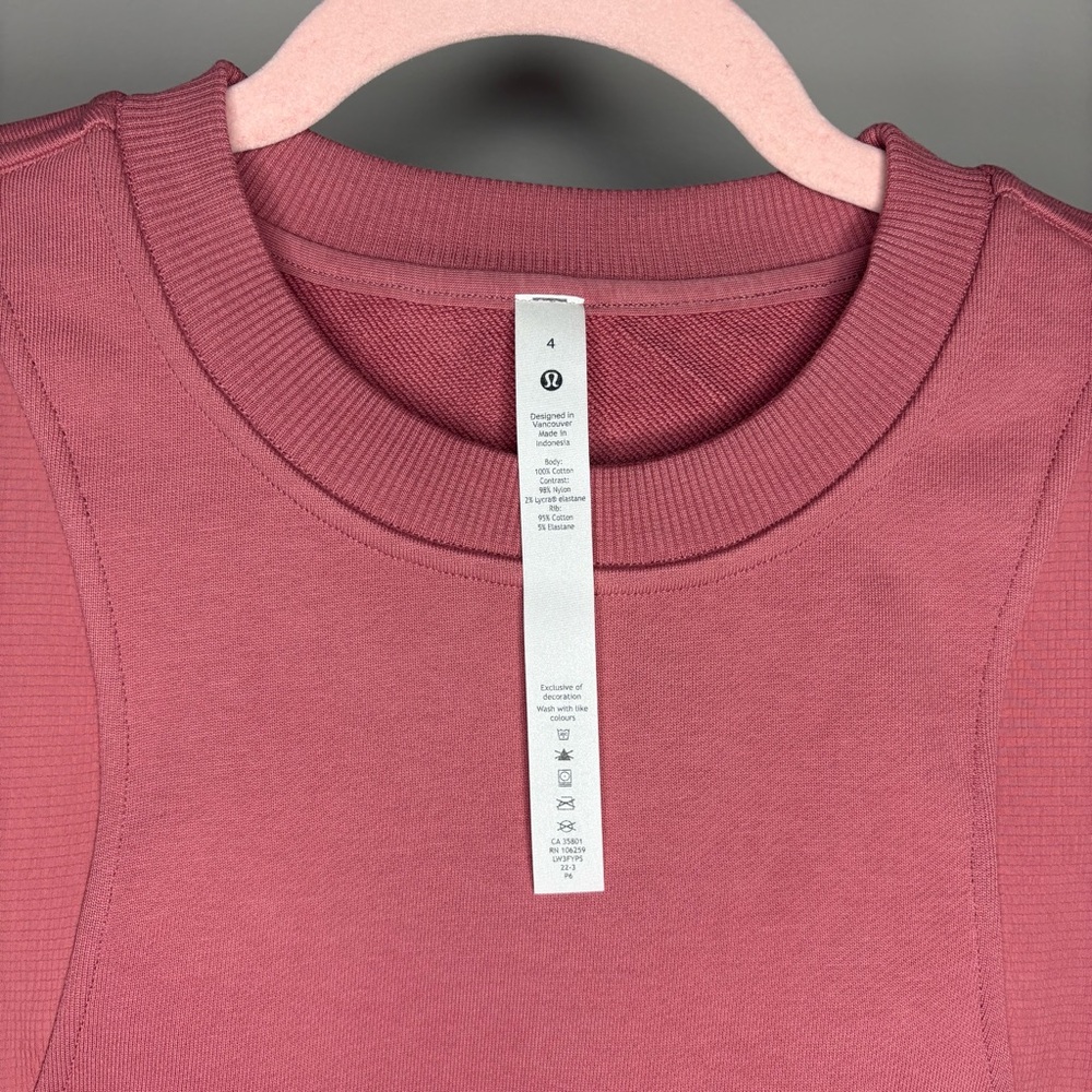 Lululemon Cotton French Terry + Swift Tee Brier Rose Pink Size 4 - Picture 9 of 9